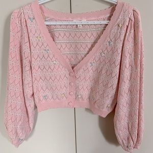 For Love and Lemons pink cardigan